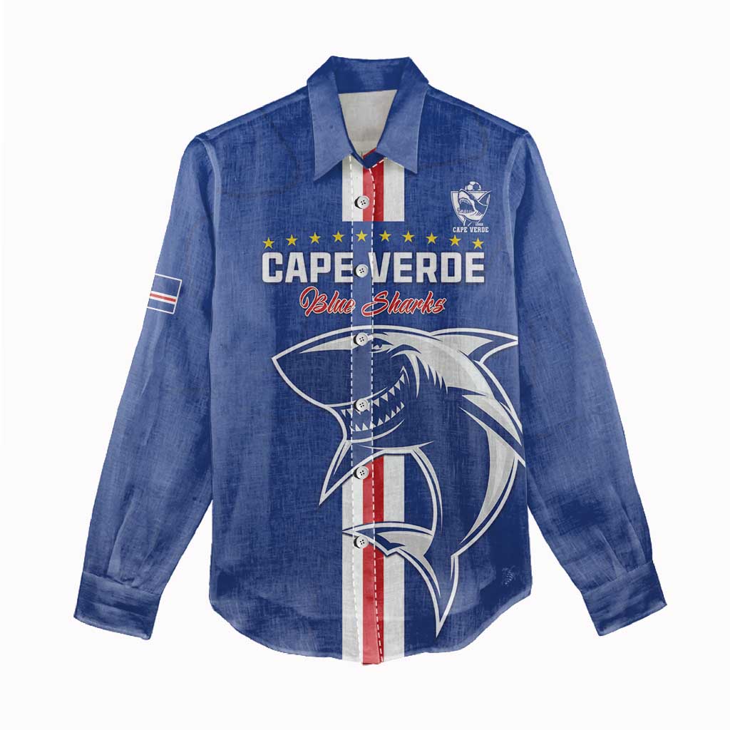 Custom Cape Verde Football Women Casual Shirt Go Champions Blue Sharks - Wonder Print Shop