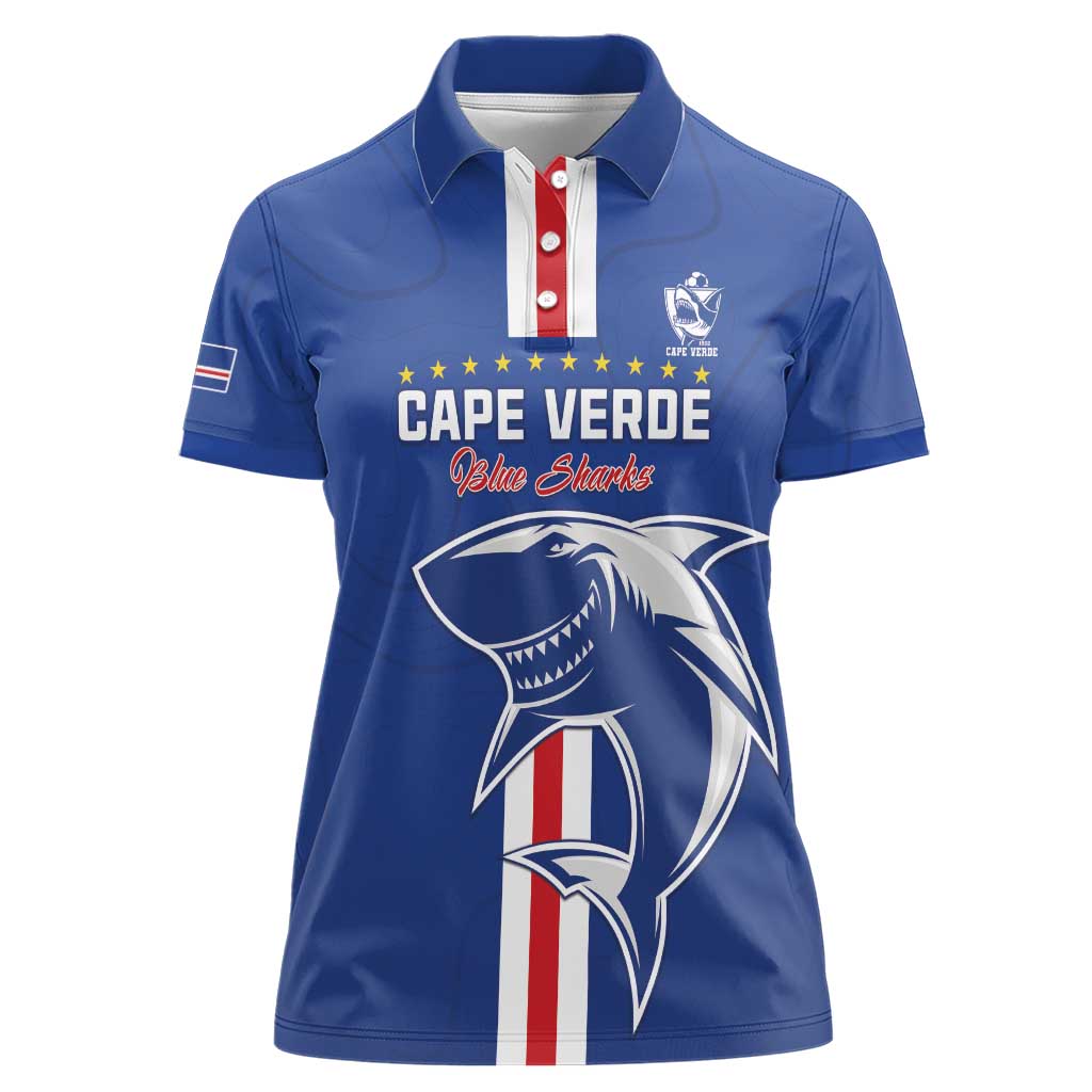Custom Cape Verde Football Women Polo Shirt Go Champions Blue Sharks - Wonder Print Shop