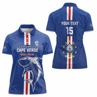 Custom Cape Verde Football Women Polo Shirt Go Champions Blue Sharks - Wonder Print Shop
