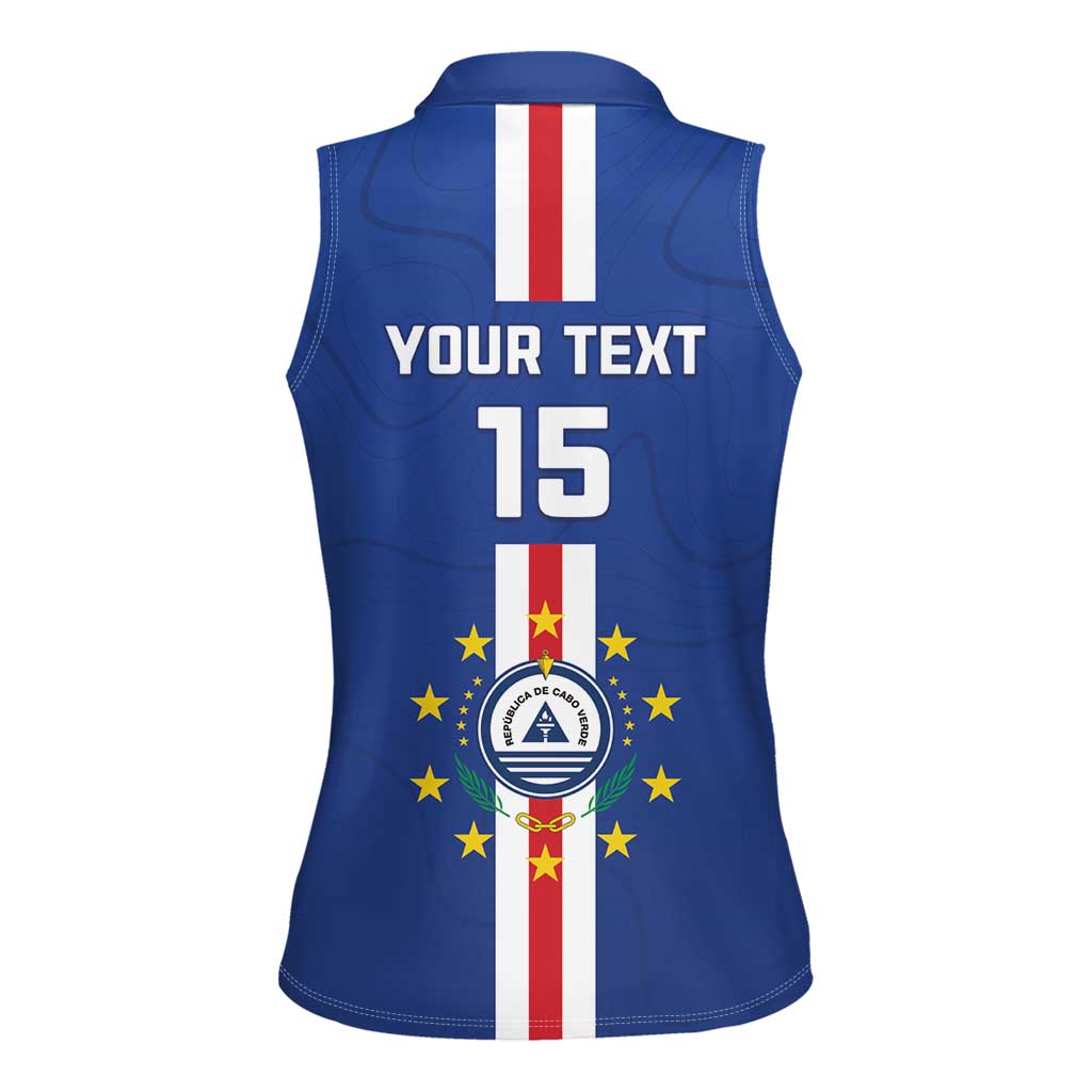 Custom Cape Verde Football Women Sleeveless Polo Shirt Go Champions Blue Sharks - Wonder Print Shop