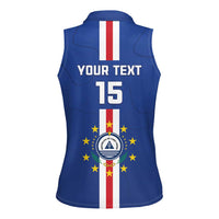 Custom Cape Verde Football Women Sleeveless Polo Shirt Go Champions Blue Sharks - Wonder Print Shop
