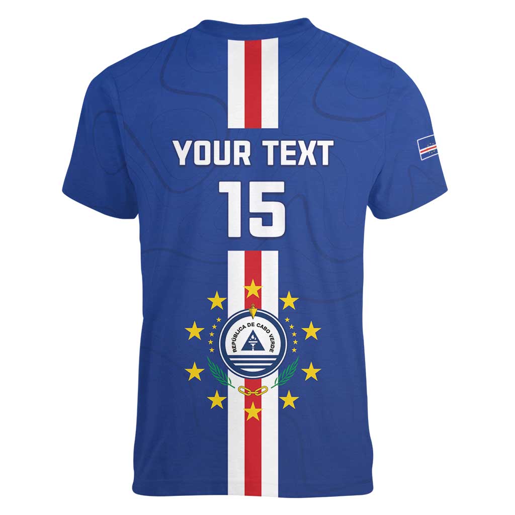 Custom Cape Verde Football Women V-Neck T-Shirt Go Champions Blue Sharks - Wonder Print Shop