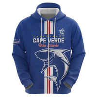 Custom Cape Verde Football Zip Hoodie Go Champions Blue Sharks - Wonder Print Shop