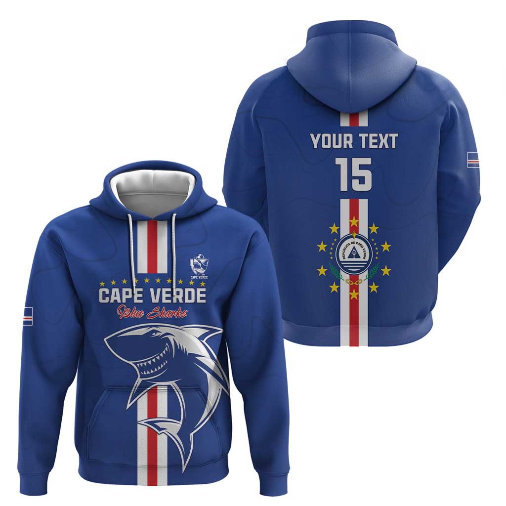 Custom Cape Verde Football Zip Hoodie Go Champions Blue Sharks - Wonder Print Shop