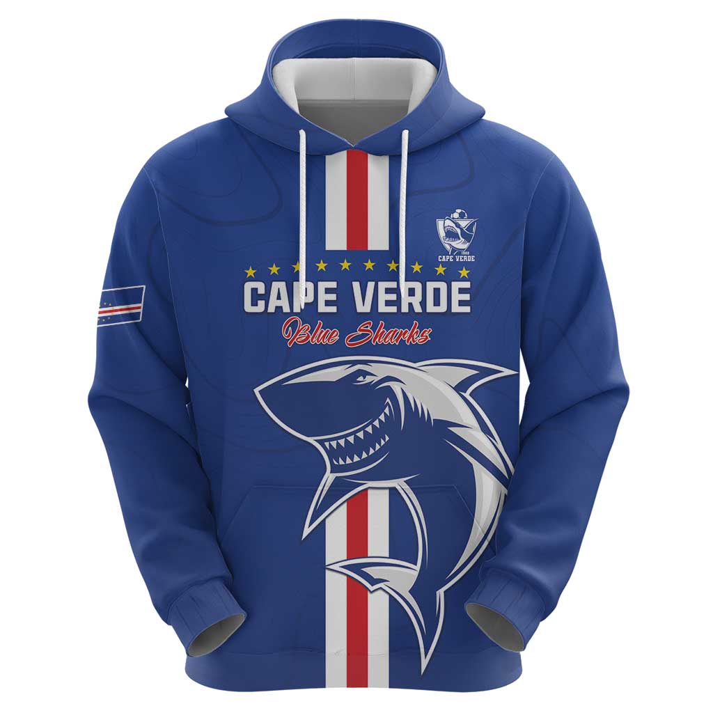 Custom Cape Verde Football Zip Hoodie Go Champions Blue Sharks - Wonder Print Shop
