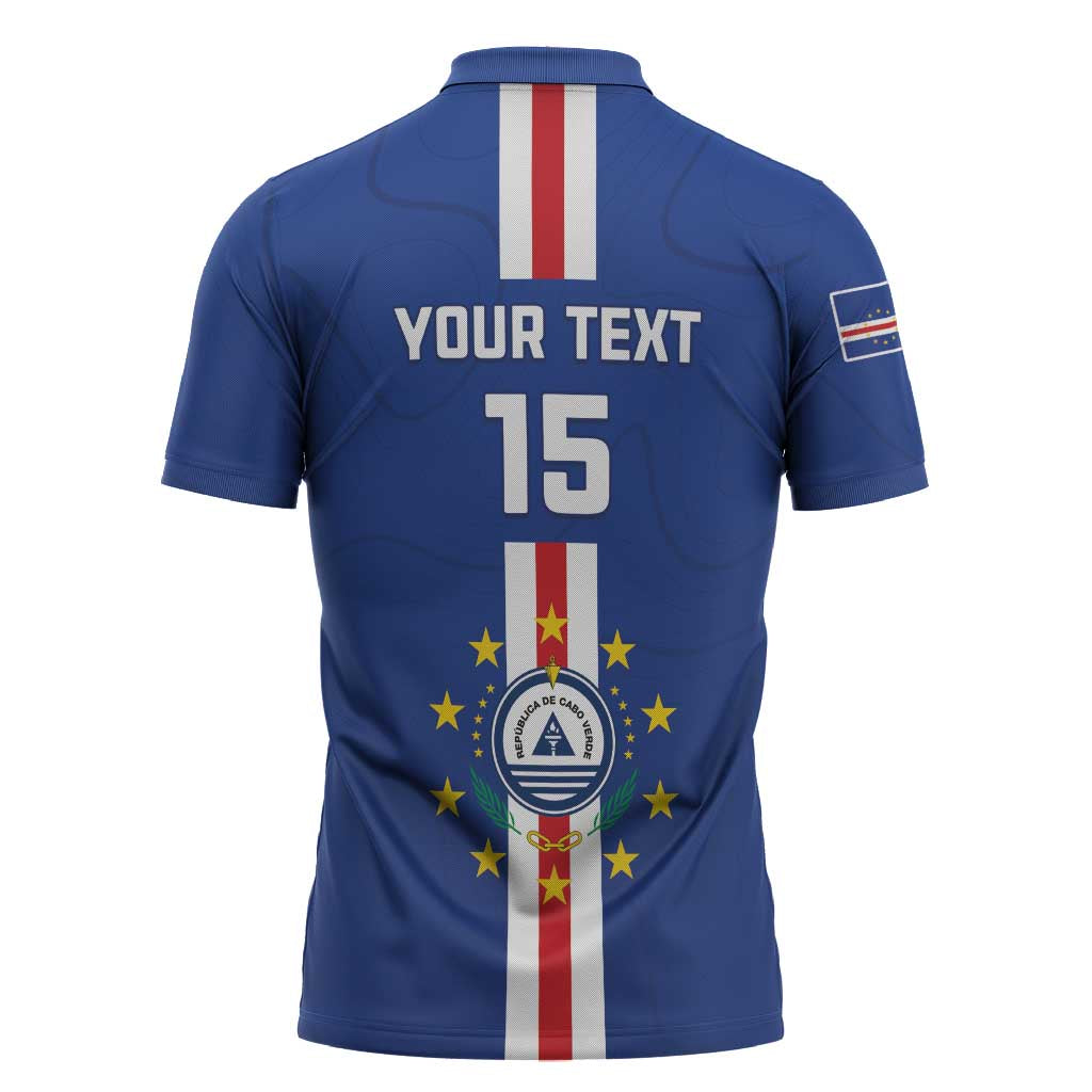 Custom Cape Verde Football Zipper Polo Shirt Go Champions Blue Sharks - Wonder Print Shop