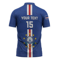 Custom Cape Verde Football Zipper Polo Shirt Go Champions Blue Sharks - Wonder Print Shop