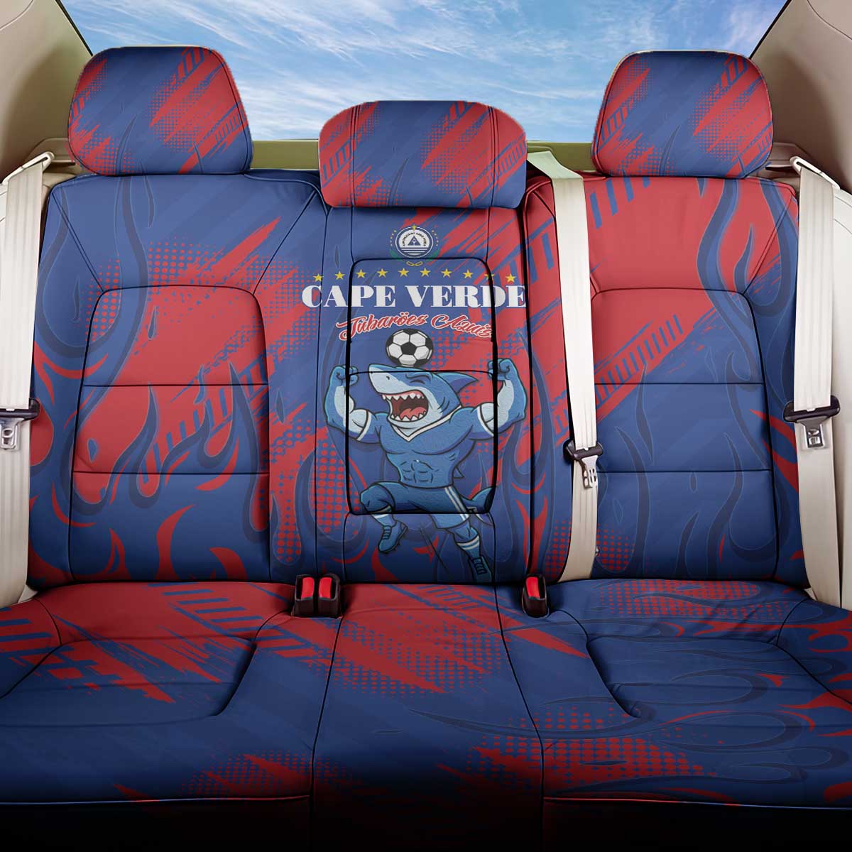 Cape Verde Football Back Car Seat Cover One Team One Victory - Wonder Print Shop