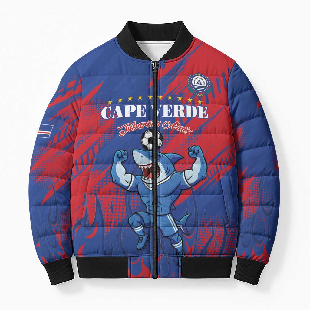 Custom Cape Verde Football Bomber Puffer Jacket One Team One Victory - Wonder Print Shop