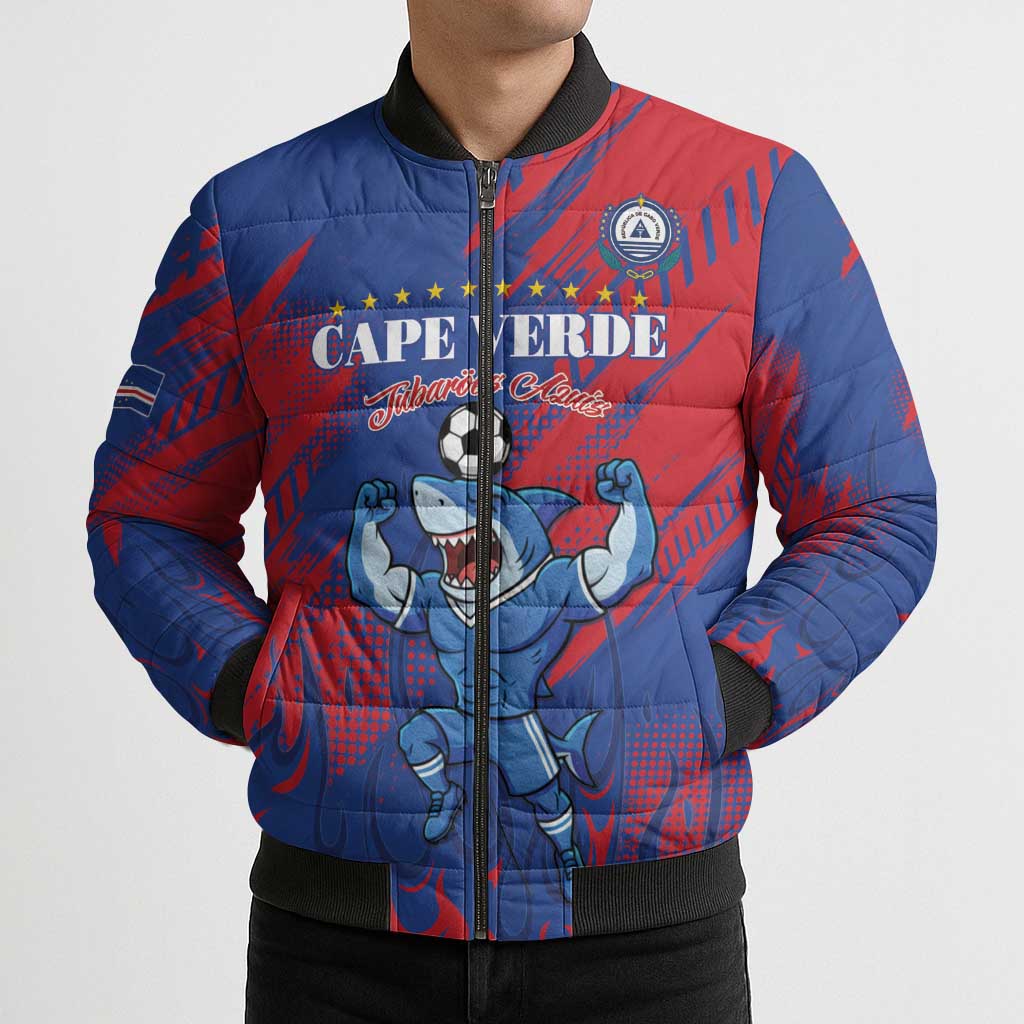 Custom Cape Verde Football Bomber Puffer Jacket One Team One Victory - Wonder Print Shop