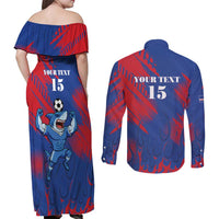 Custom Cape Verde Football Couples Matching Off Shoulder Maxi Dress and Long Sleeve Button Shirt One Team One Victory - Wonder Print Shop