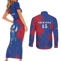Custom Cape Verde Football Couples Matching Short Sleeve Bodycon Dress and Long Sleeve Button Shirt One Team One Victory - Wonder Print Shop