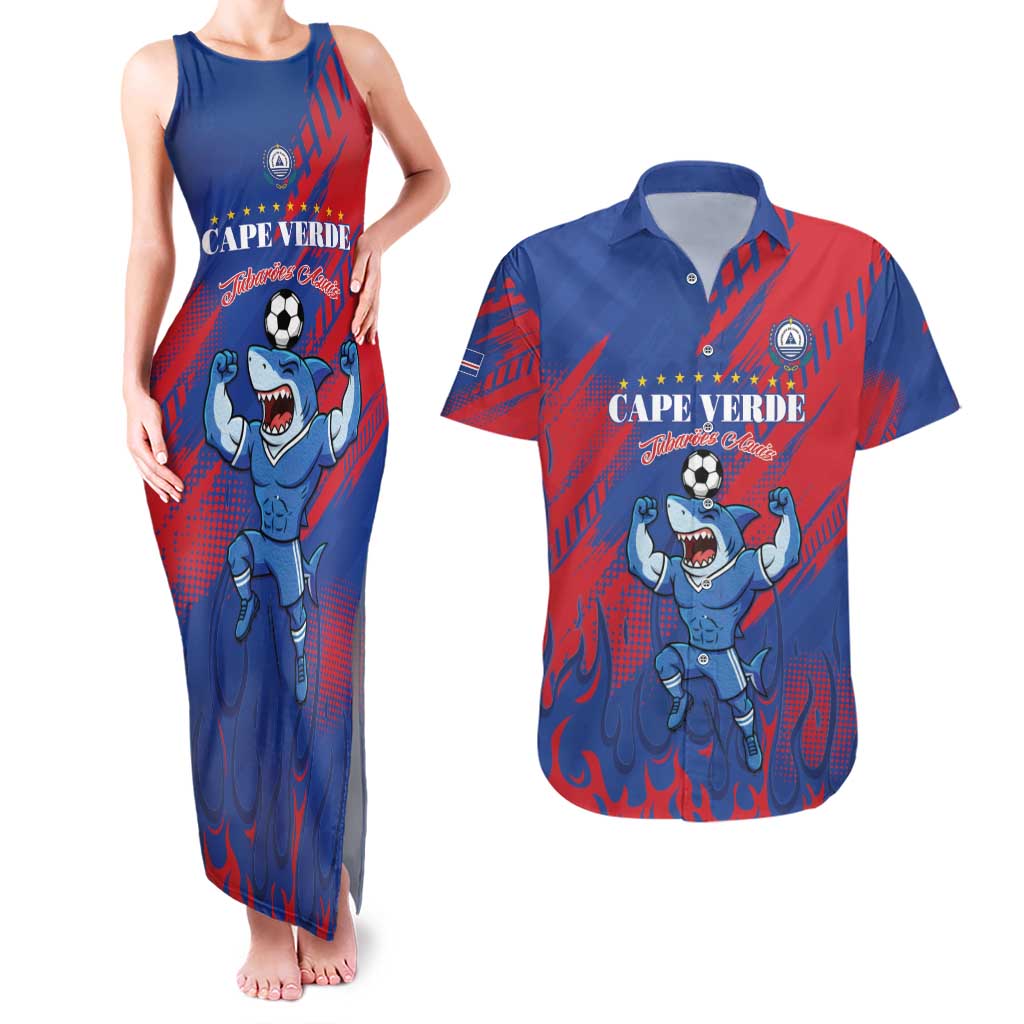 Custom Cape Verde Football Couples Matching Tank Maxi Dress and Hawaiian Shirt One Team One Victory - Wonder Print Shop