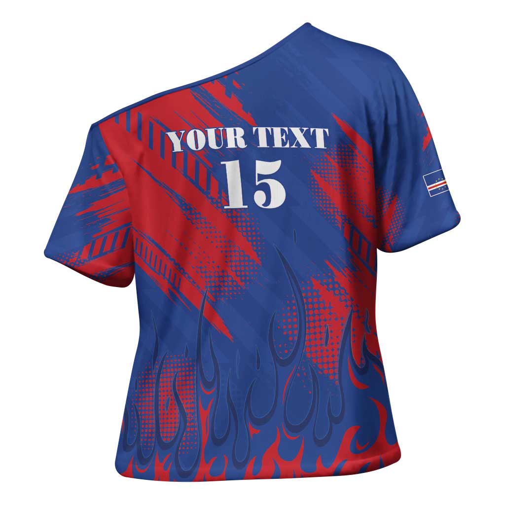 Custom Cape Verde Football Cross Shoulder Shirt One Team One Victory - Wonder Print Shop