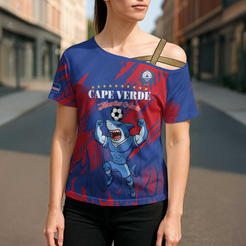 Custom Cape Verde Football Cross Shoulder Shirt One Team One Victory - Wonder Print Shop