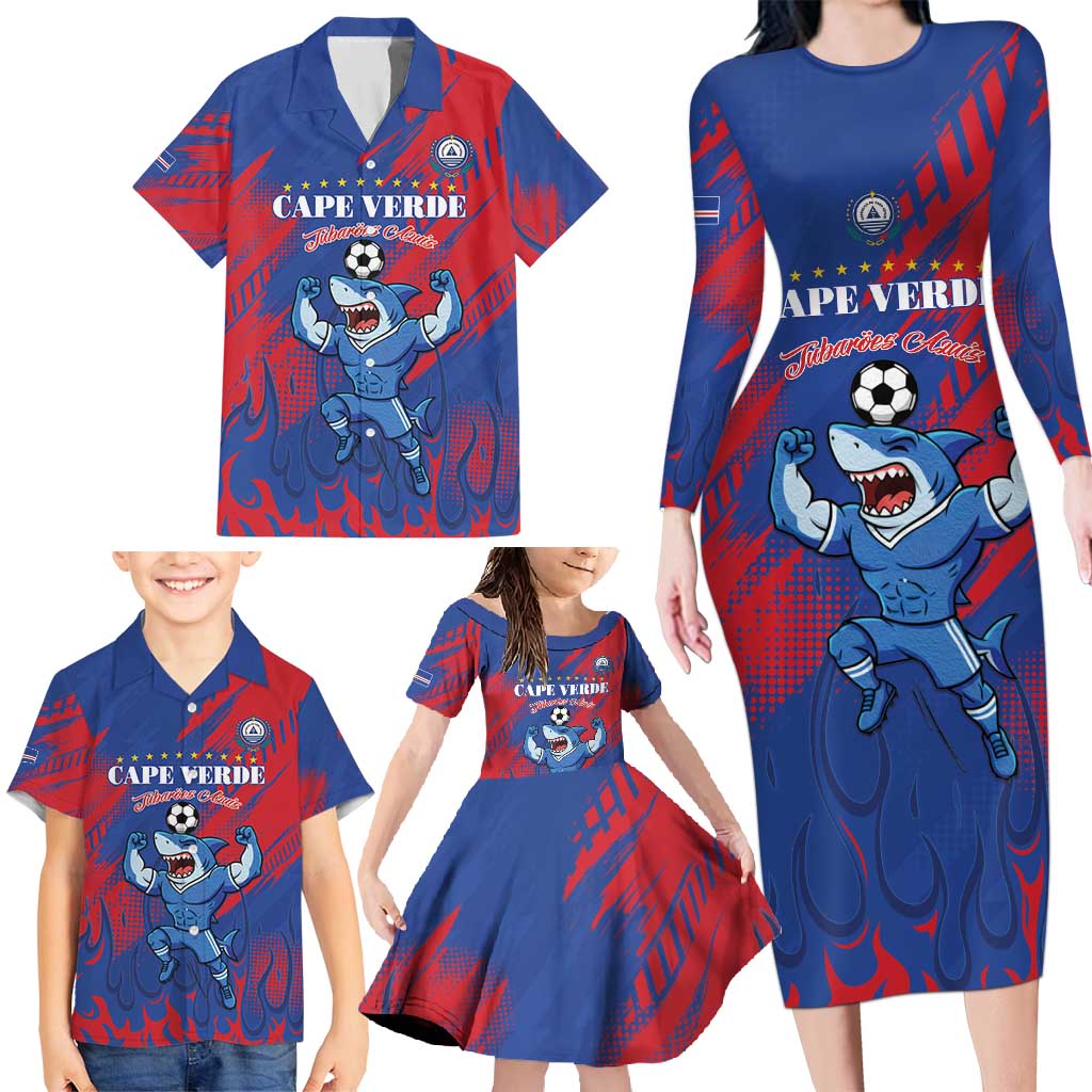 Custom Cape Verde Football Family Matching Long Sleeve Bodycon Dress and Hawaiian Shirt One Team One Victory - Wonder Print Shop
