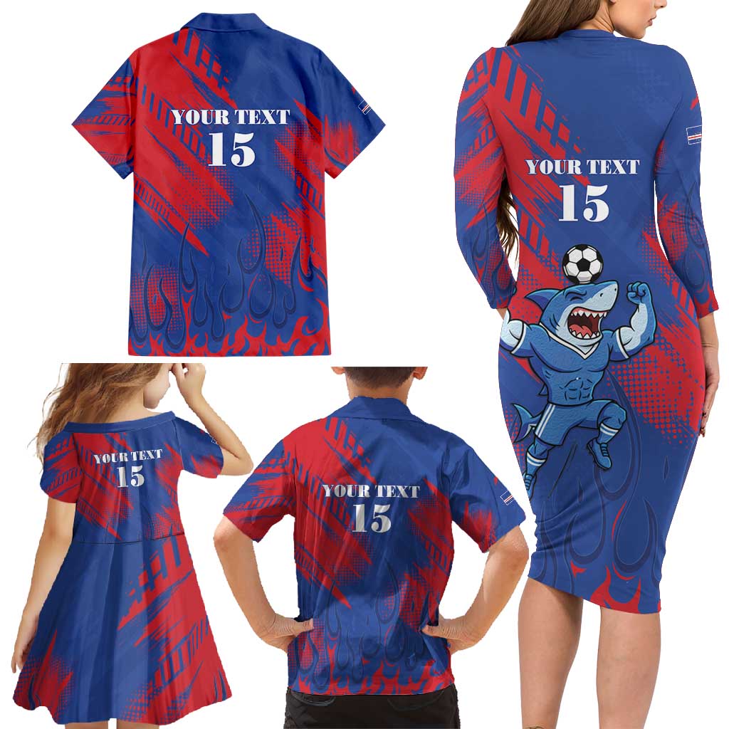 Custom Cape Verde Football Family Matching Long Sleeve Bodycon Dress and Hawaiian Shirt One Team One Victory - Wonder Print Shop