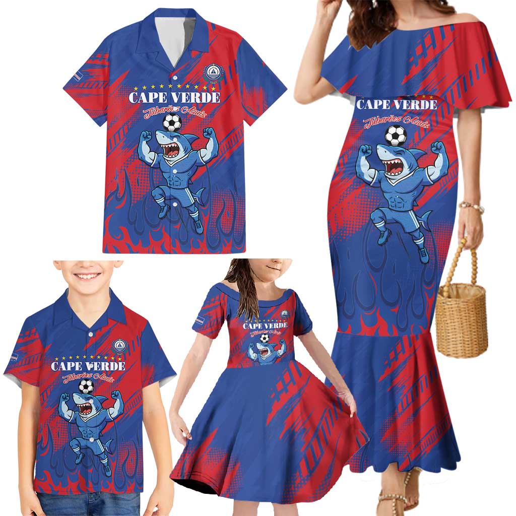 Custom Cape Verde Football Family Matching Mermaid Dress and Hawaiian Shirt One Team One Victory - Wonder Print Shop