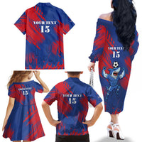 Custom Cape Verde Football Family Matching Off The Shoulder Long Sleeve Dress and Hawaiian Shirt One Team One Victory - Wonder Print Shop