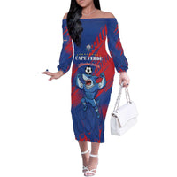 Custom Cape Verde Football Family Matching Off The Shoulder Long Sleeve Dress and Hawaiian Shirt One Team One Victory - Wonder Print Shop
