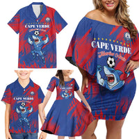 Custom Cape Verde Football Family Matching Off Shoulder Short Dress and Hawaiian Shirt One Team One Victory - Wonder Print Shop