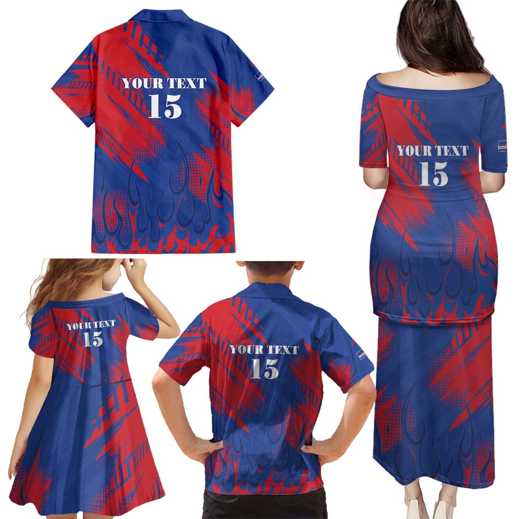 Custom Cape Verde Football Family Matching Puletasi and Hawaiian Shirt One Team One Victory - Wonder Print Shop