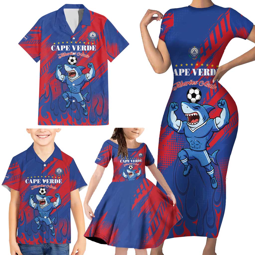 Custom Cape Verde Football Family Matching Short Sleeve Bodycon Dress and Hawaiian Shirt One Team One Victory - Wonder Print Shop