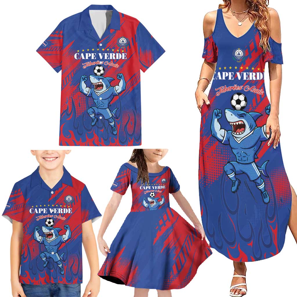 Custom Cape Verde Football Family Matching Summer Maxi Dress and Hawaiian Shirt One Team One Victory - Wonder Print Shop