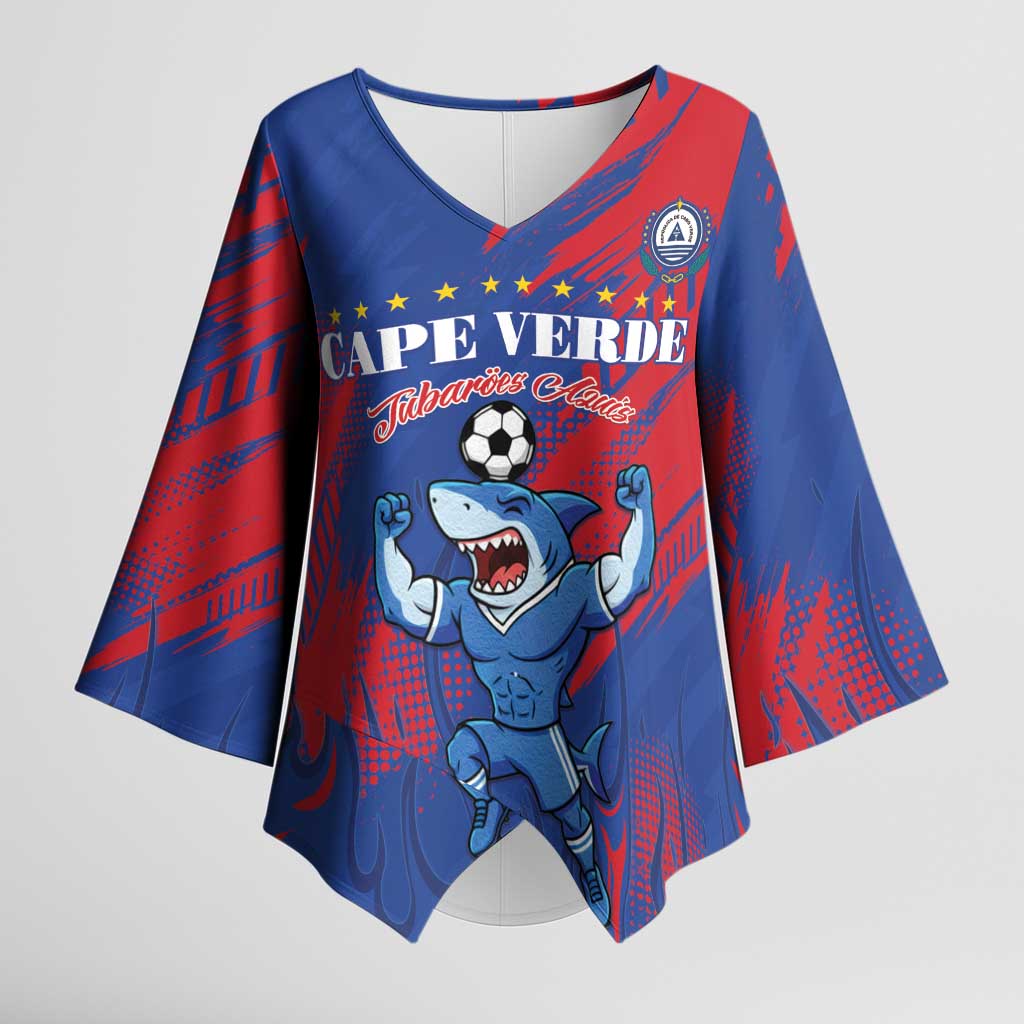Custom Cape Verde Football Kimono Sleeve Blouse One Team One Victory - Wonder Print Shop