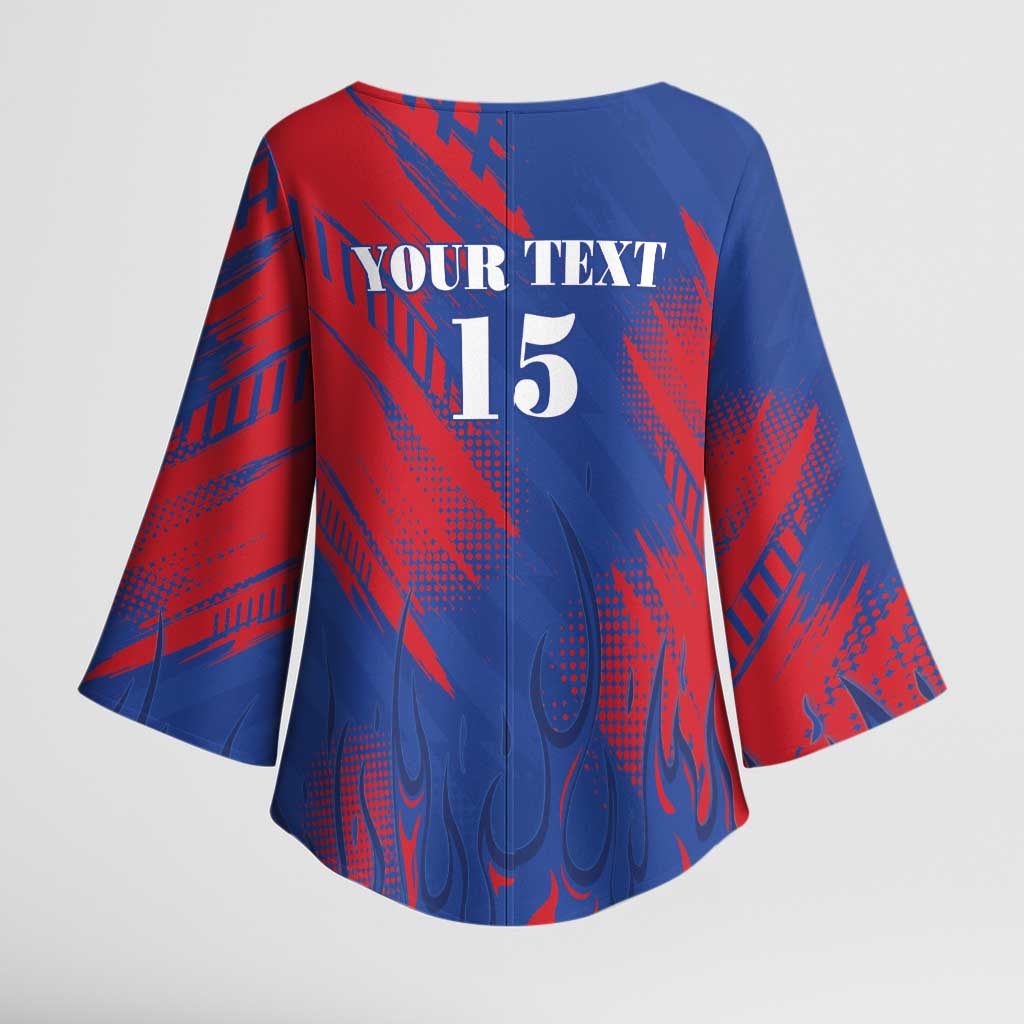 Custom Cape Verde Football Kimono Sleeve Blouse One Team One Victory - Wonder Print Shop
