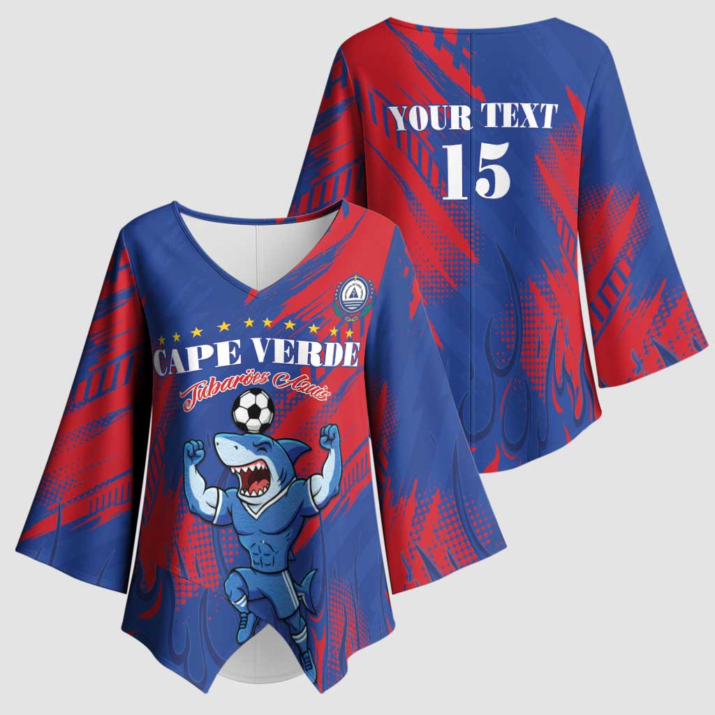Custom Cape Verde Football Kimono Sleeve Blouse One Team One Victory - Wonder Print Shop