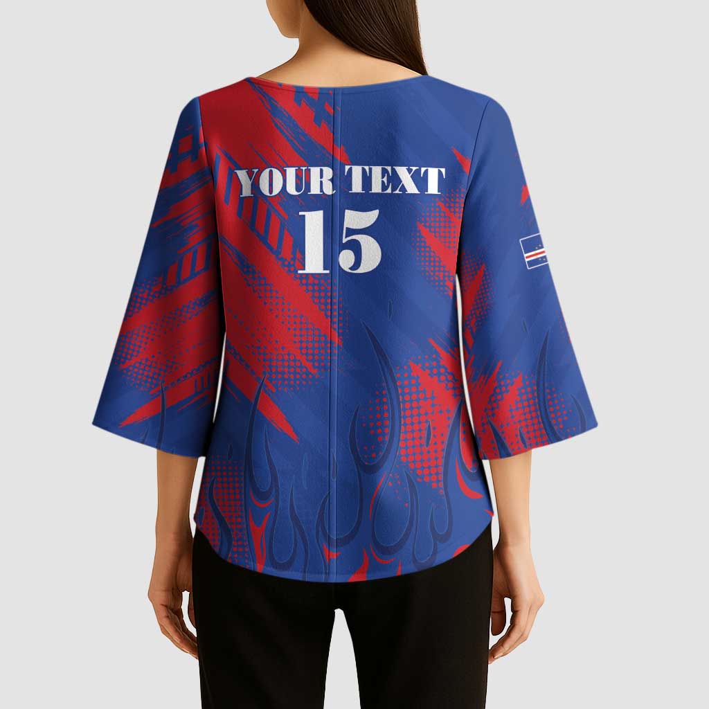 Custom Cape Verde Football Kimono Sleeve Blouse One Team One Victory - Wonder Print Shop
