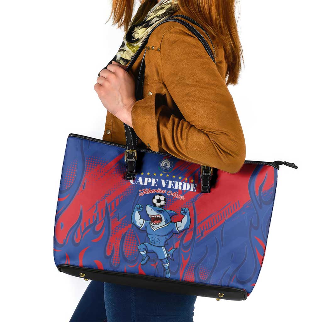Cape Verde Football Leather Tote Bag One Team One Victory - Wonder Print Shop