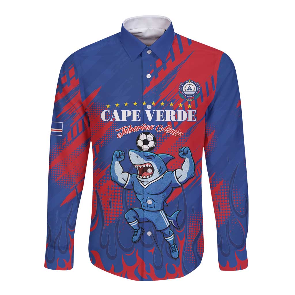 Custom Cape Verde Football Long Sleeve Button Shirt One Team One Victory - Wonder Print Shop