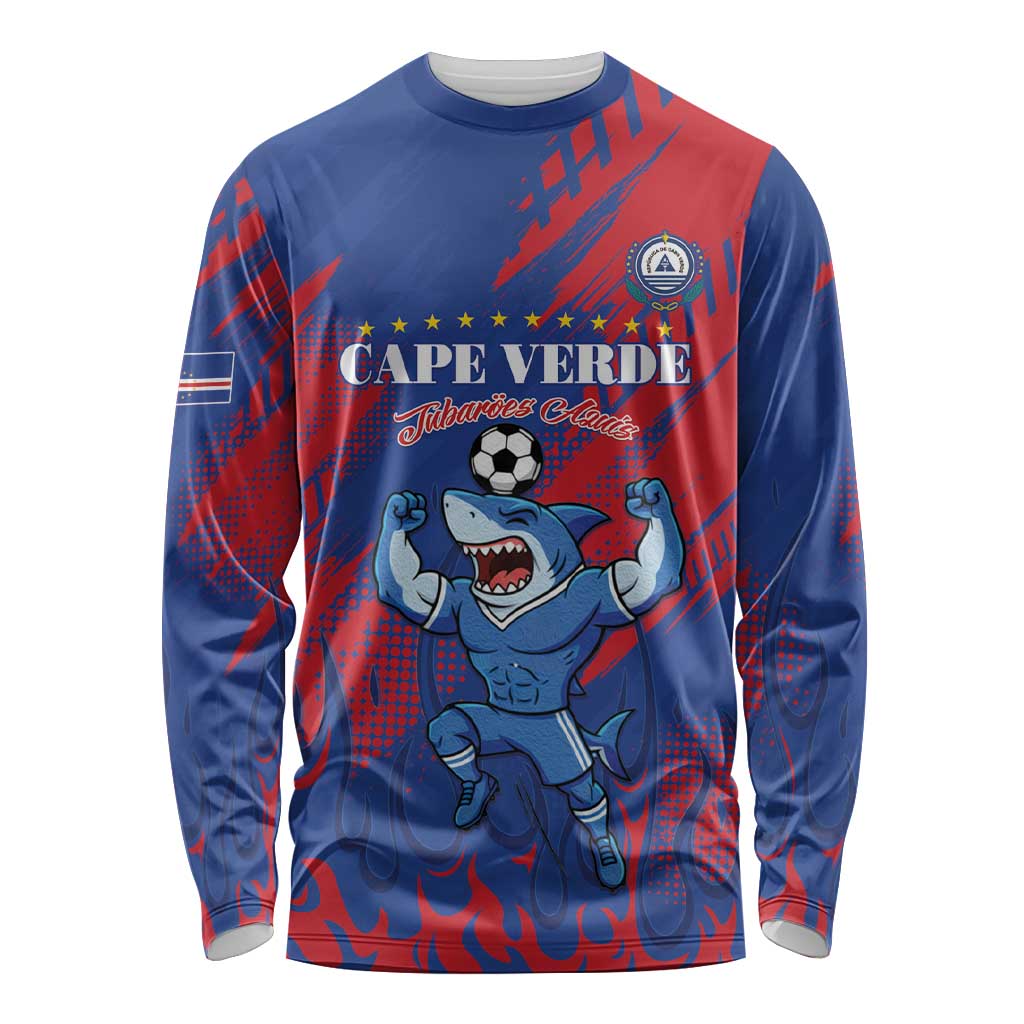 Custom Cape Verde Football Long Sleeve Shirt One Team One Victory - Wonder Print Shop