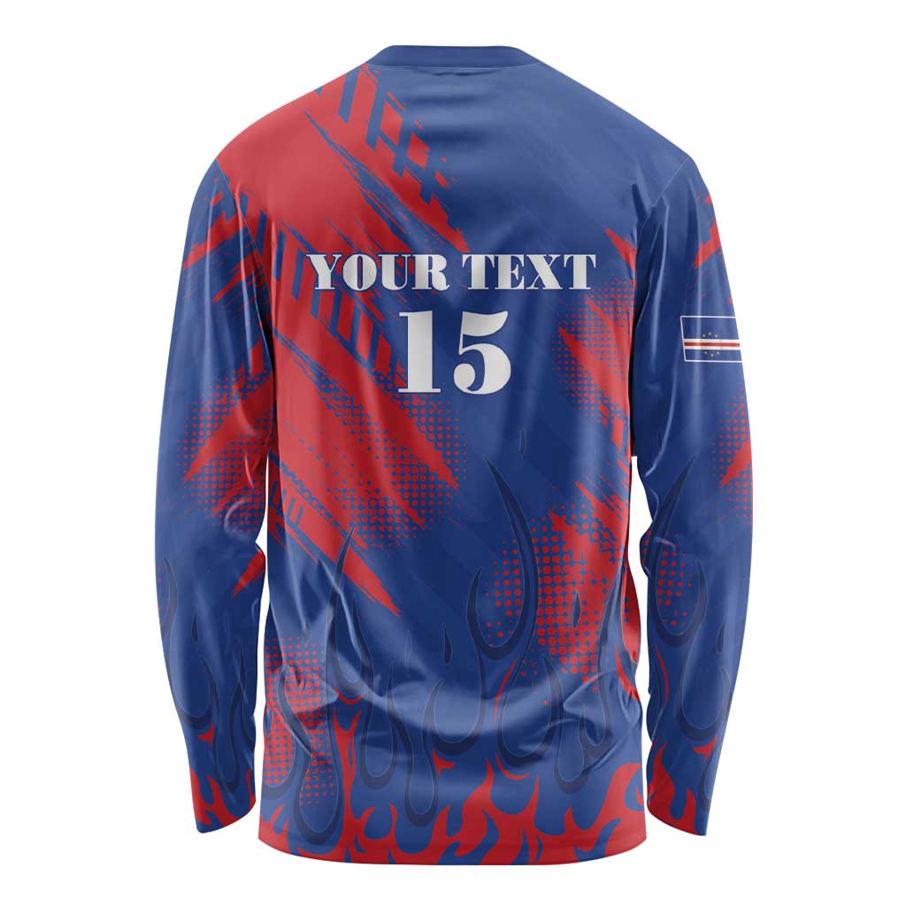 Custom Cape Verde Football Long Sleeve Shirt One Team One Victory - Wonder Print Shop