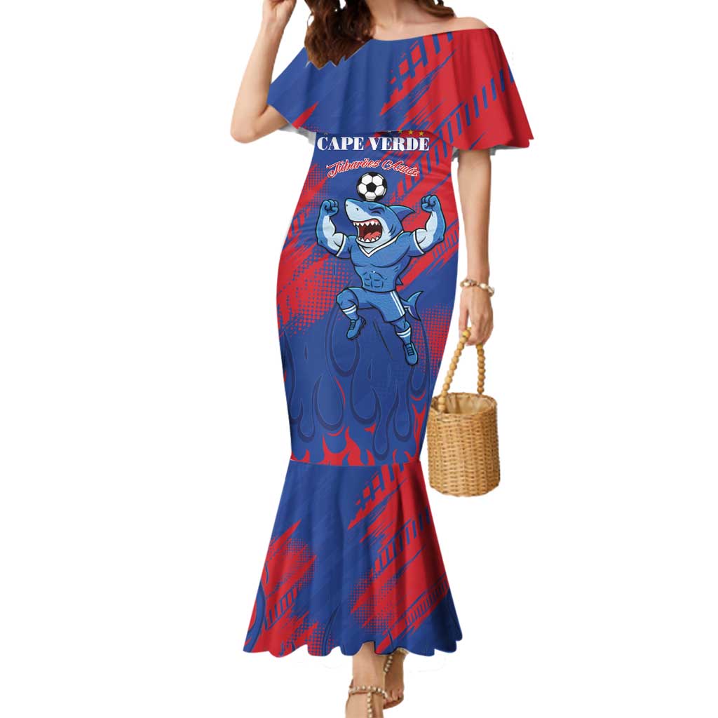 Custom Cape Verde Football Mermaid Dress One Team One Victory - Wonder Print Shop