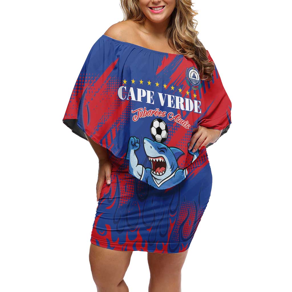 Custom Cape Verde Football Off Shoulder Short Dress One Team One Victory - Wonder Print Shop