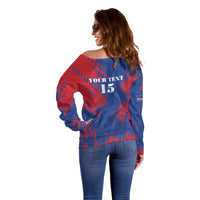 Custom Cape Verde Football Off Shoulder Sweater One Team One Victory - Wonder Print Shop