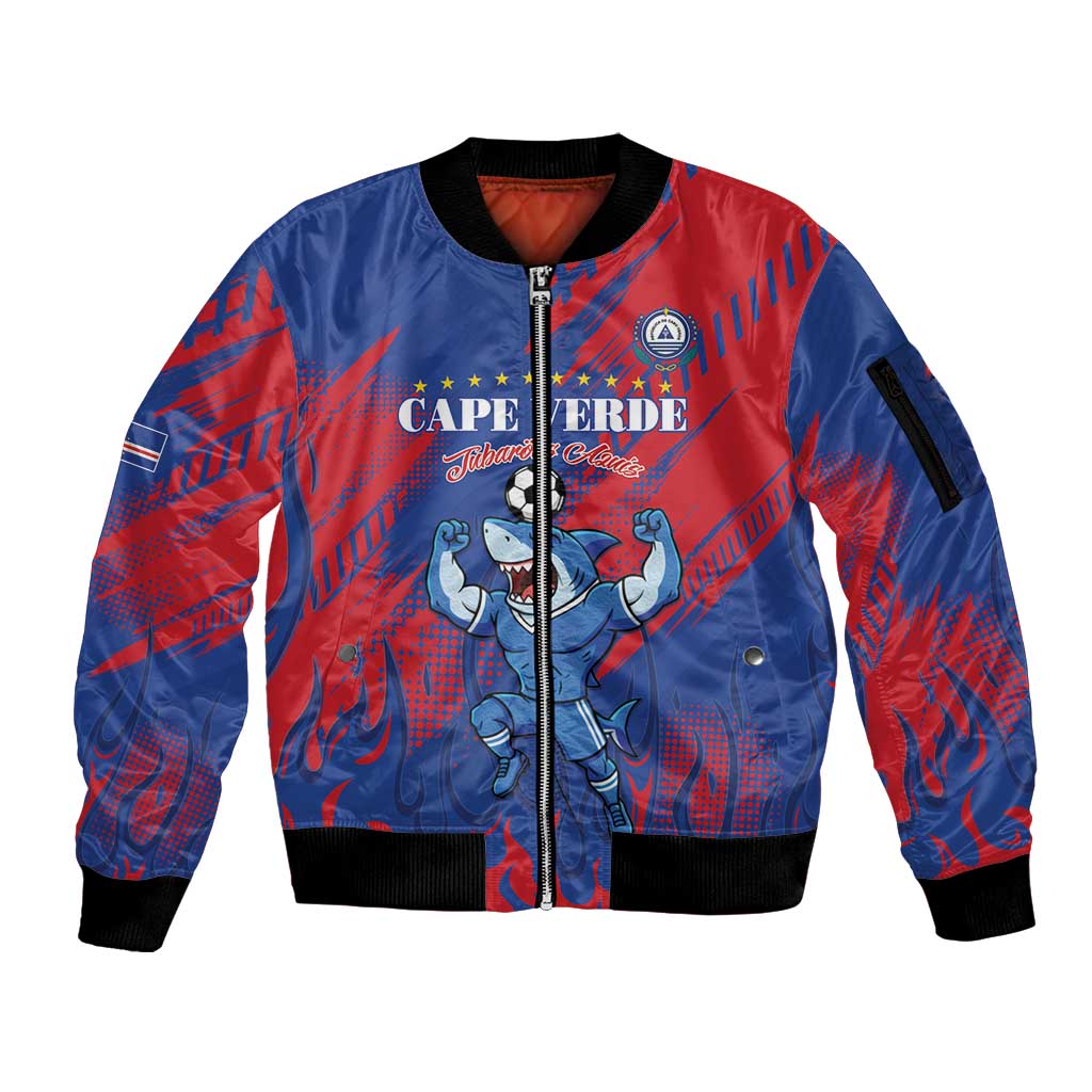 Custom Cape Verde Football Sleeve Zip Bomber Jacket One Team One Victory - Wonder Print Shop