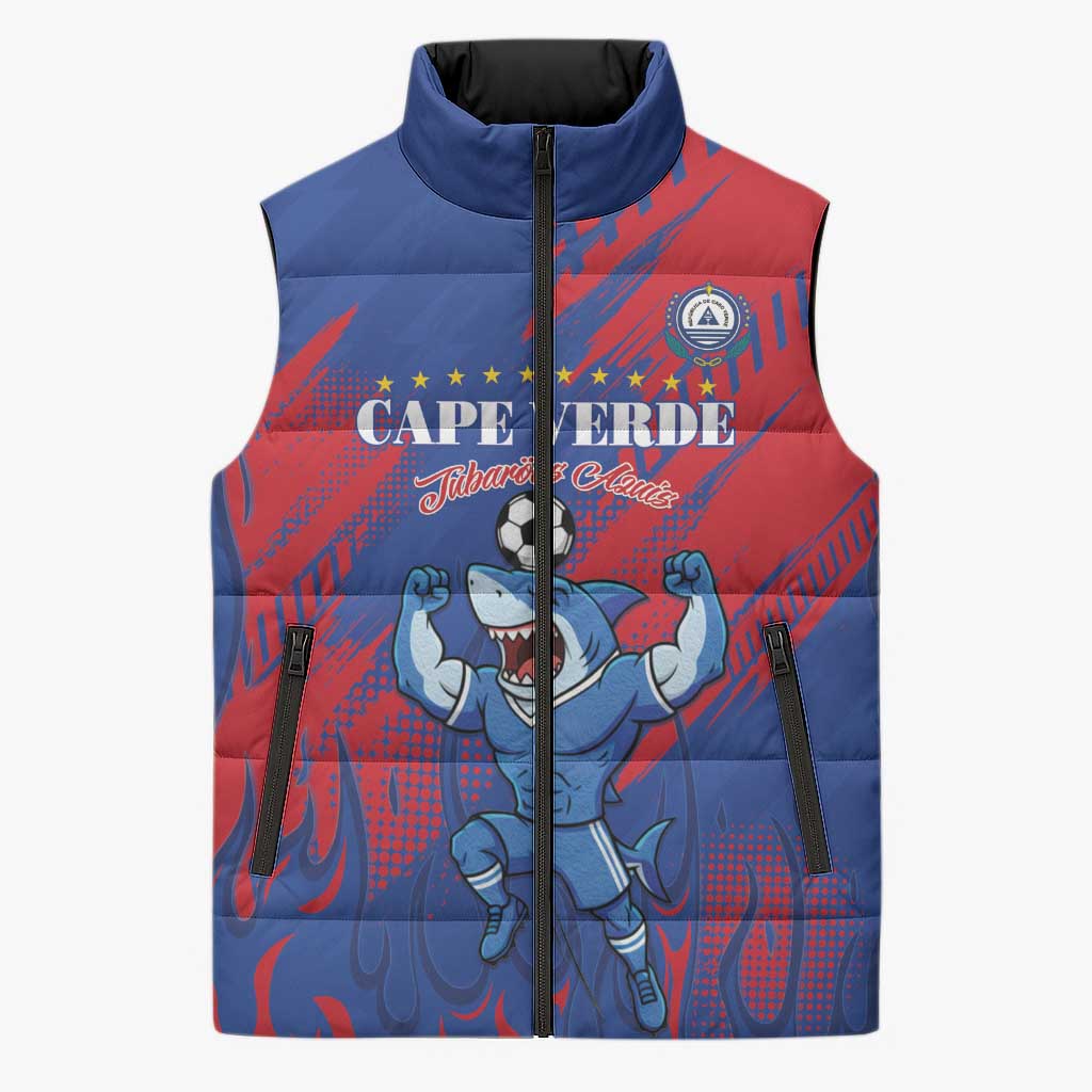Custom Cape Verde Football Sleeveless Puffer Jacket One Team One Victory - Wonder Print Shop