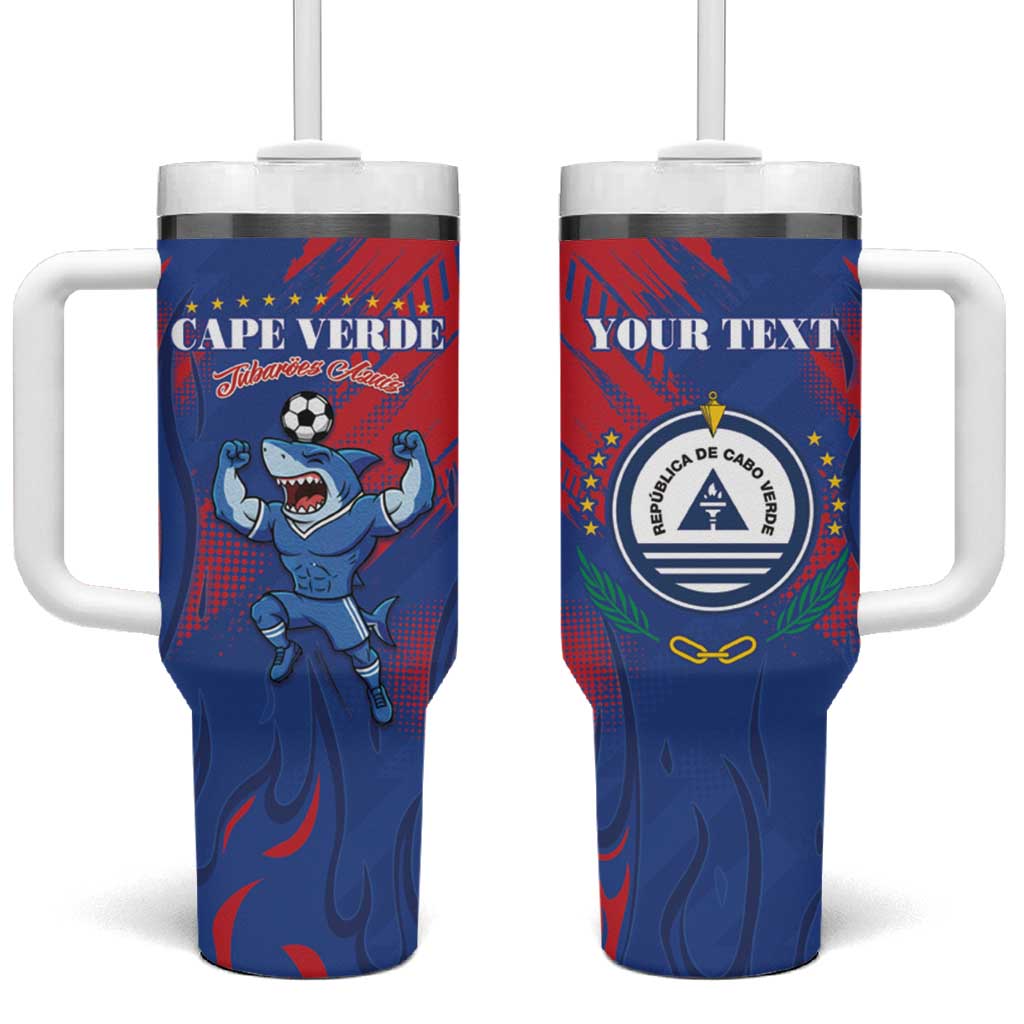 Custom Cape Verde Football Tumbler With Handle One Team One Victory - Wonder Print Shop