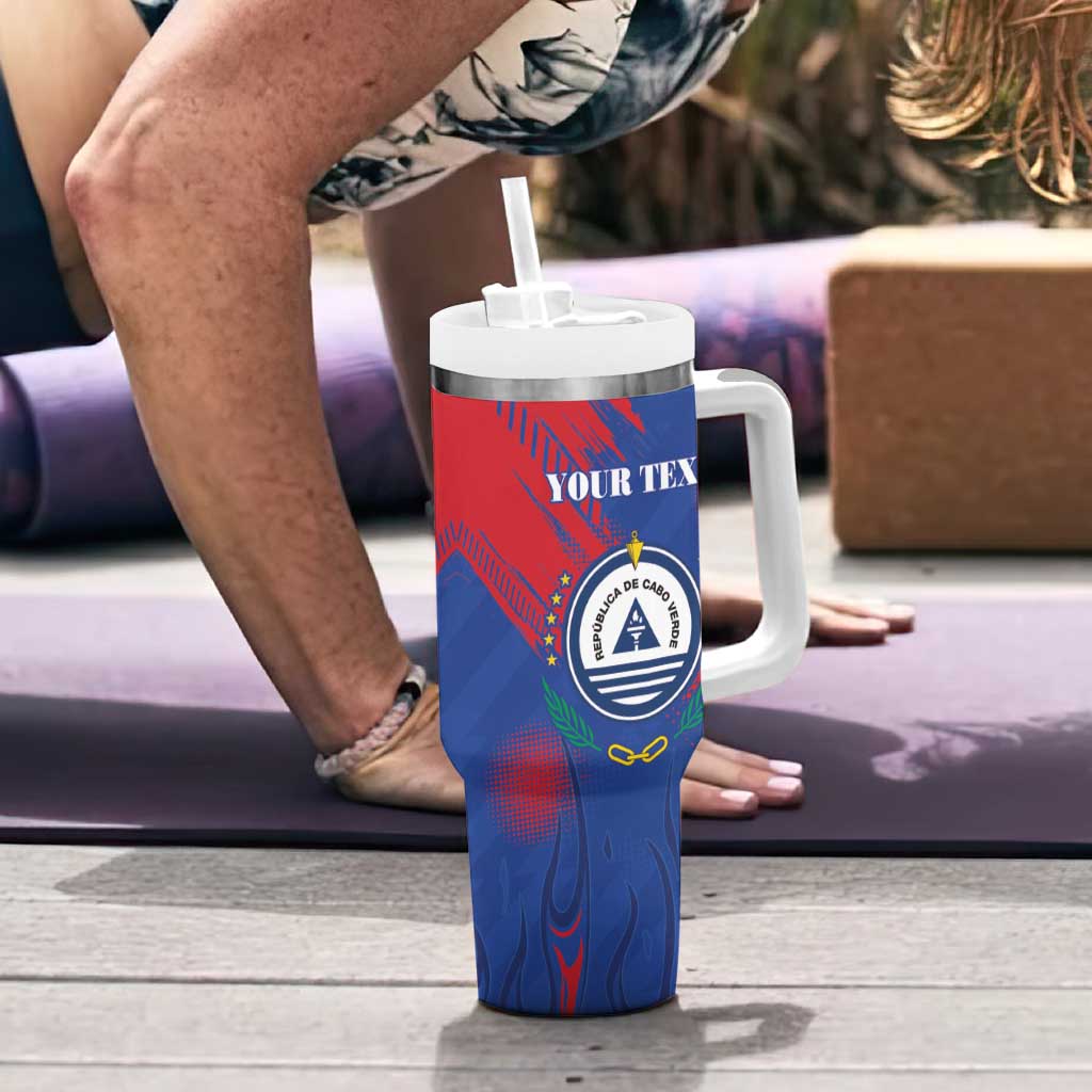 Custom Cape Verde Football Tumbler With Handle One Team One Victory - Wonder Print Shop