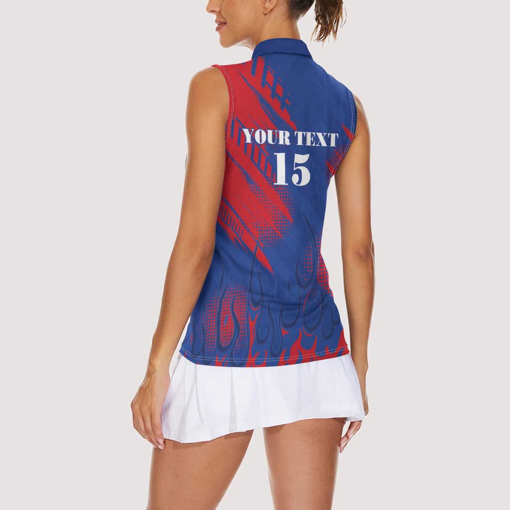 Custom Cape Verde Football Women Sleeveless Polo Shirt One Team One Victory - Wonder Print Shop