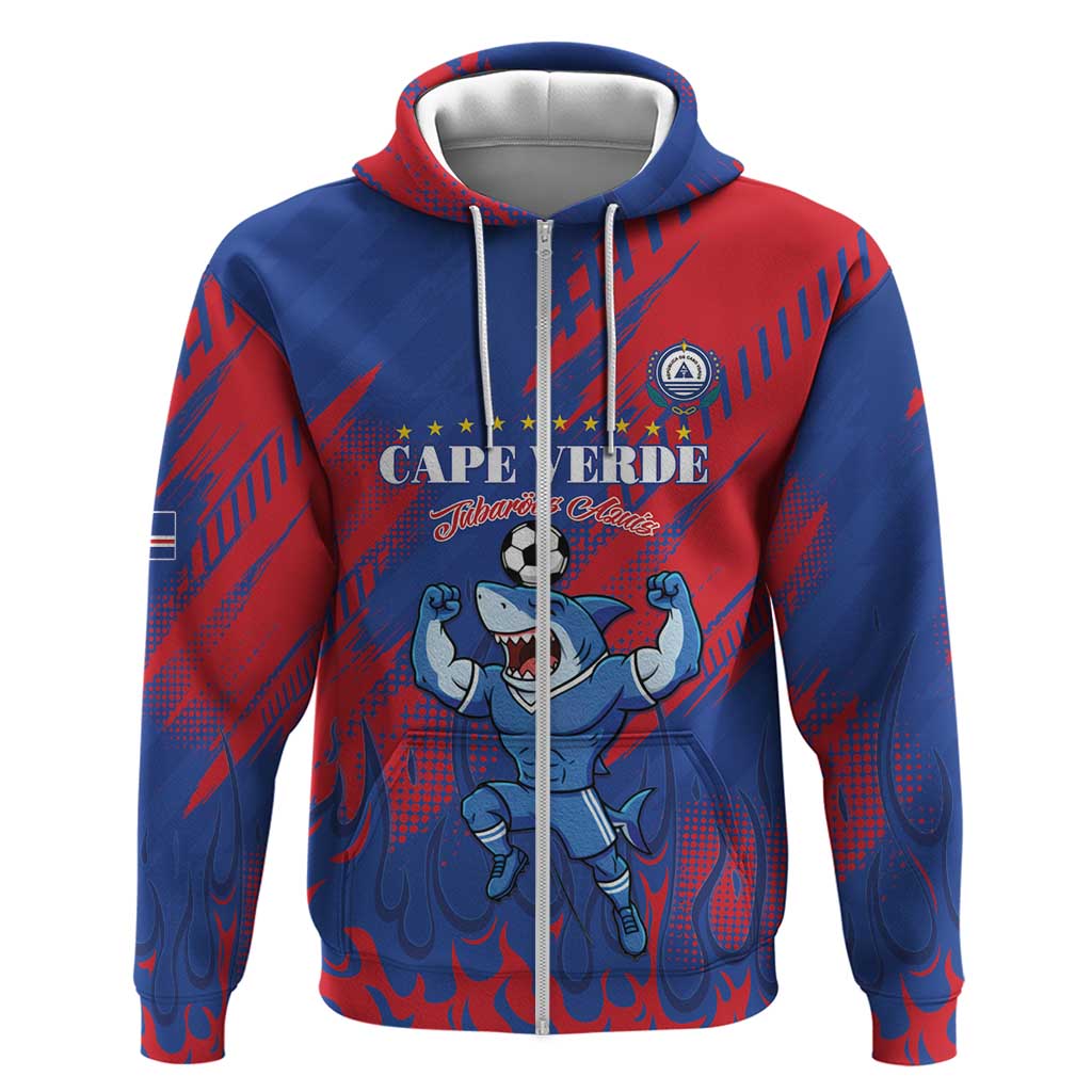 Custom Cape Verde Football Zip Hoodie One Team One Victory - Wonder Print Shop
