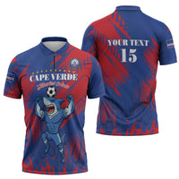 Custom Cape Verde Football Zipper Polo Shirt One Team One Victory - Wonder Print Shop