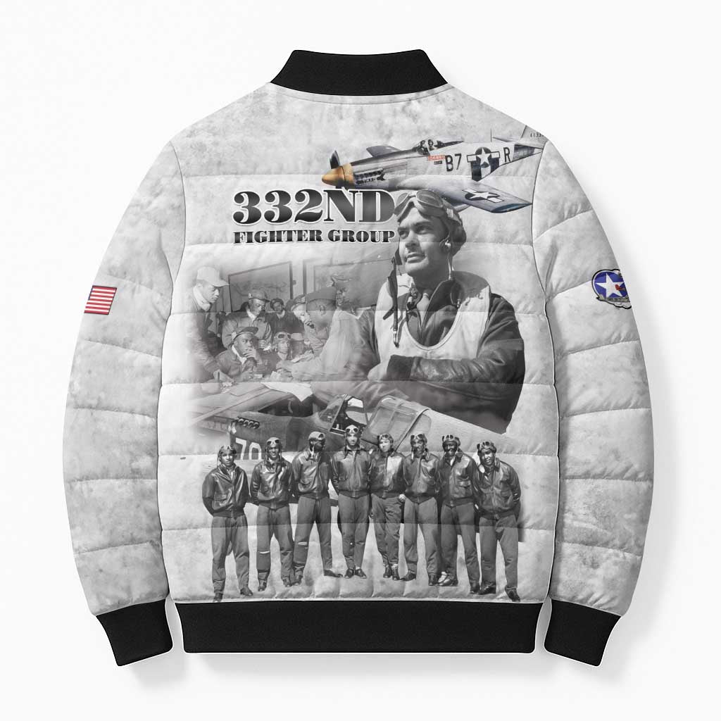 Red Tails Aviators Bomber Puffer Jacket WWII Heroes Tribute Retro Style - Wonder Print Shop