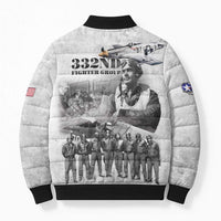 Red Tails Aviators Bomber Puffer Jacket WWII Heroes Tribute Retro Style - Wonder Print Shop