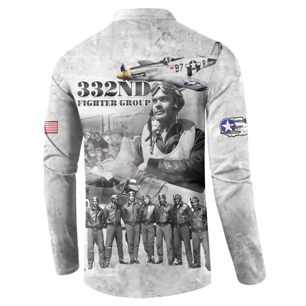 Red Tails Aviators Button Sweatshirt WWII Heroes Tribute Retro Style - Wonder Print Shop