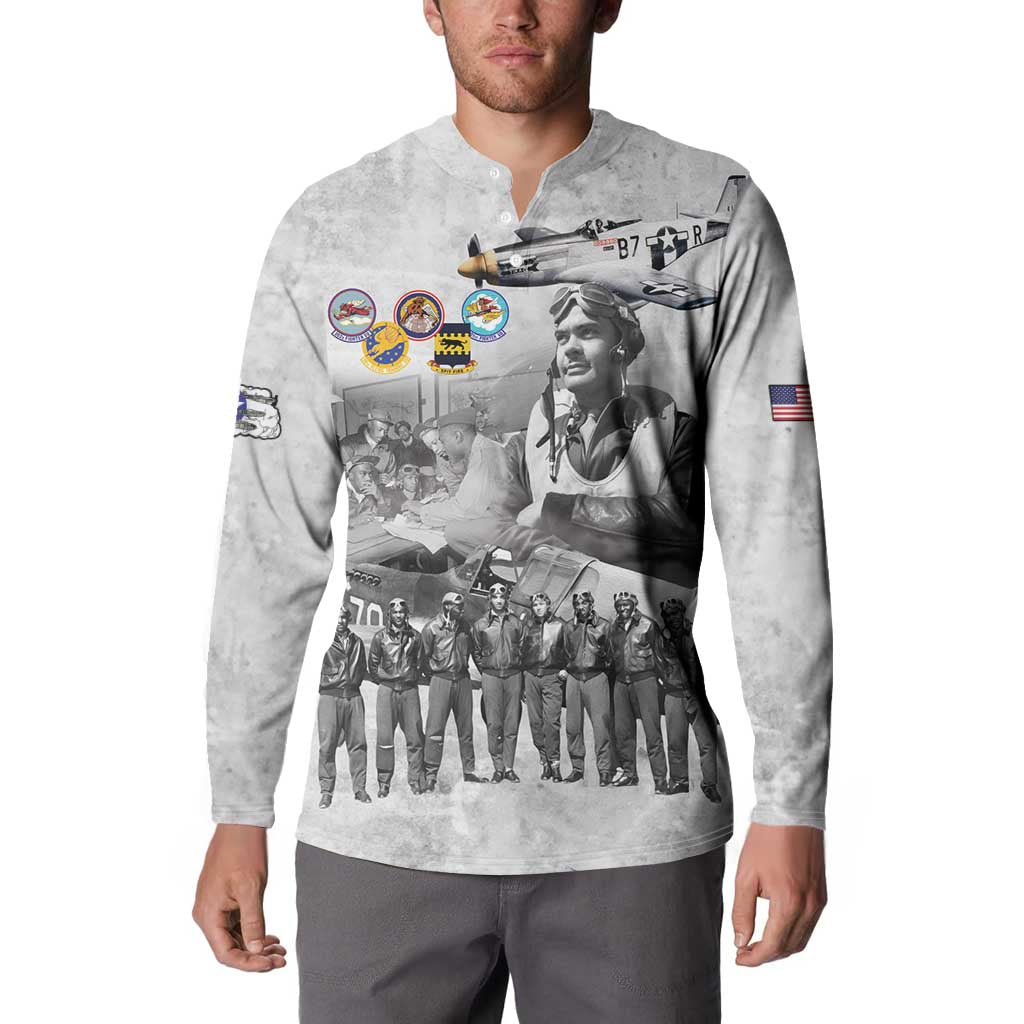 Red Tails Aviators Button Sweatshirt WWII Heroes Tribute Retro Style - Wonder Print Shop